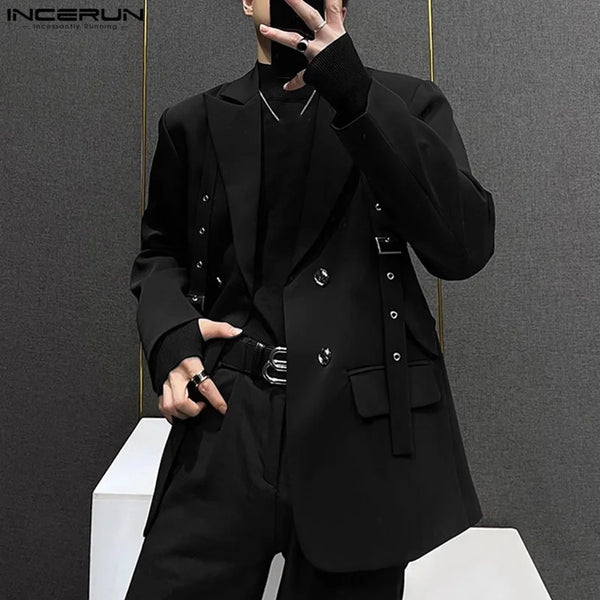 INCERUN Korean Fashion Men Blazer Casual Long Sleeve Tops