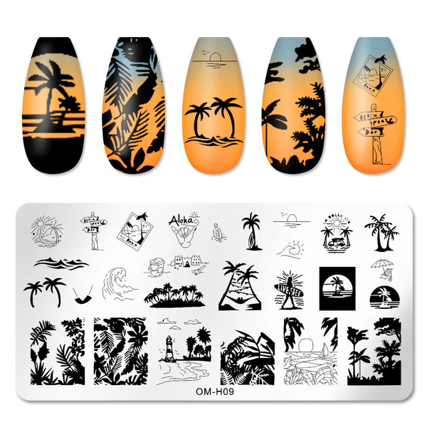 Flower and Animal Design Nail Art Stamping Plate - 12x6cm Metal Templates for Creative Glass Temperature Lace Nail Designs with Floral and Leaf Patterns