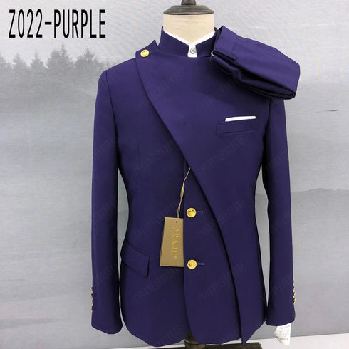 Elegant Men's Traditional Chinese Suit Set - Formal Blazer and Trousers for Weddings and Special Occasions