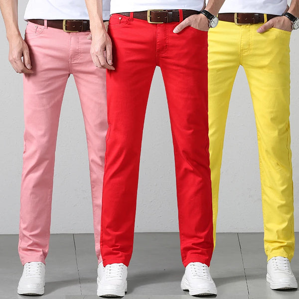 Men's Colorful Denim Stretch Comfortable Jeans for Casual Business Wear