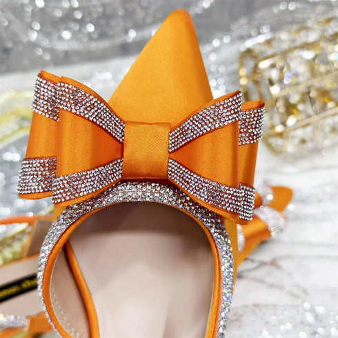 Italian Design Elegant Women's Rhinestone Heels Set