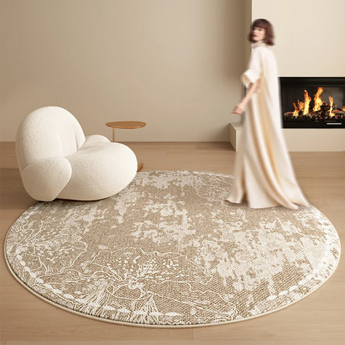 Cream Style Round Carpet Fluffy Soft Plush Rug for Living Room and Bedroom
