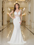 Elegant Mermaid Wedding Dress with Lace and Pearls Backless Design