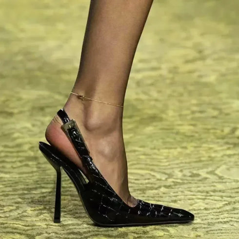 Pointed Stiletto Heels Women Pumps Patent Leather Elegant Office Shoes