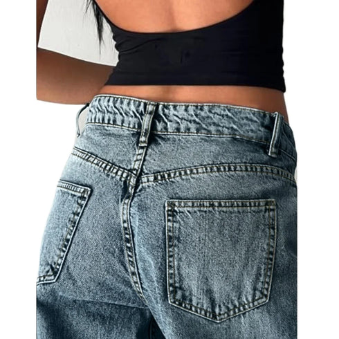 Baggy Boyfriend Jeans for Women Low Rise Straight Leg Streetwear Denim