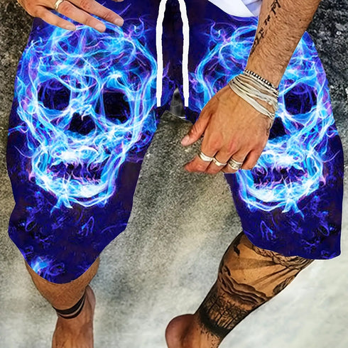 Men's Skull 3D Pattern Comfy Shorts for Summer Beach Sports