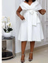 Dress Women Mid Length Dresses A Line Slim Fit V Neck Summer
