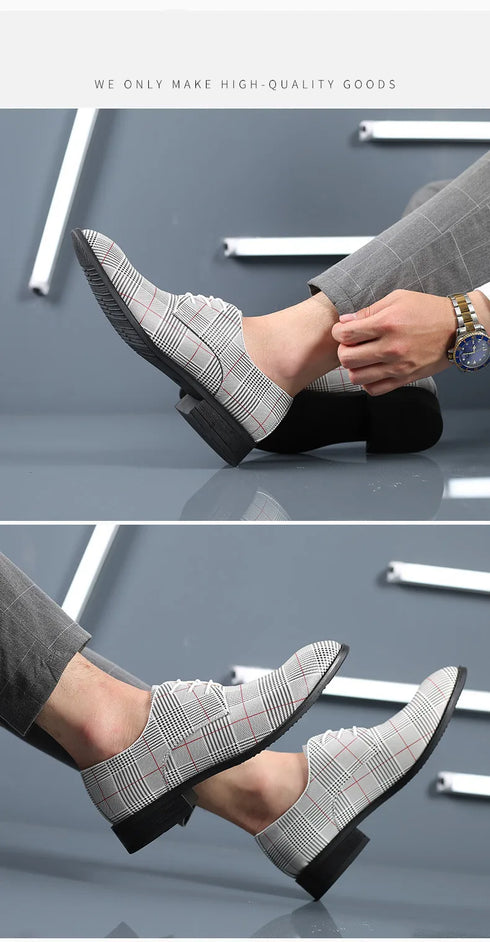 Men's Classic Luxury Oxfords - Fashionable Pointed Toe Lace-Up Formal Shoes for Weddings & Daily Wear, Sizes 38-48