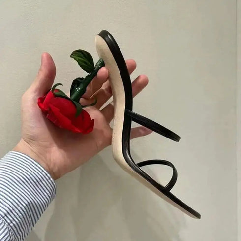 Elegant Floral Open Toe Sandals for Women - Party Ready High Heels