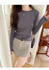 Slim Fit Long Sleeve O Neck T Shirt for Women Casual Streetwear Tops