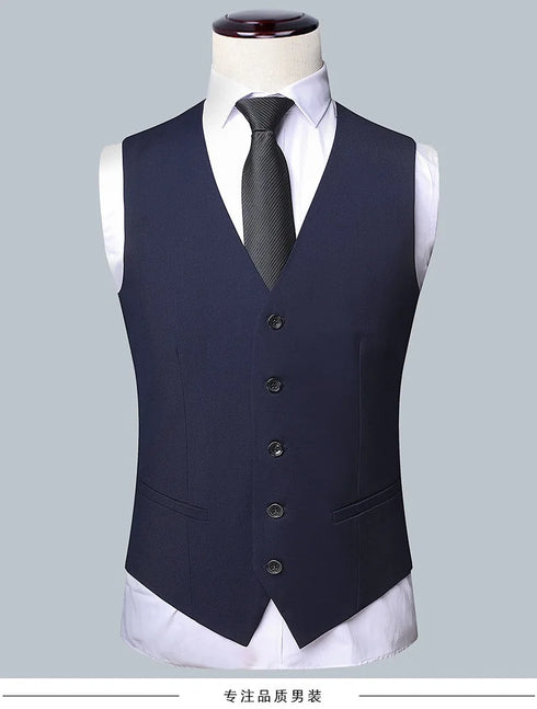 Elegant Men's 3-Piece Suit Set - Blazer, Waistcoat & Trousers for Business, Weddings, and Job Interviews - Slim Fit Smart Casual Attire for Every Season