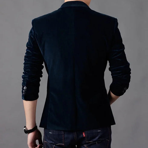 Men's Corduroy Smart Casual Slim Fit Suit Jacket with Single-breasted Design for Spring and Autumn - 4XL