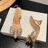 Slingback Crystal Bowknot Pumps for Women - Elegant Pointed Toe Heels for Weddings and Prom