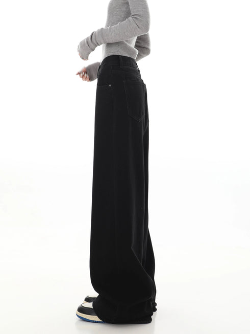Stylish Wide Leg Black Jeans for Women - Embrace Korean Fashion Streetwear with Baggy Straight Denim Pants Perfect for Fall Outfits and Casual Days