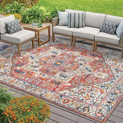 Retro Persian Carpet Large Area Outdoor Balcony Mat for Living Room and Bedroom Decor