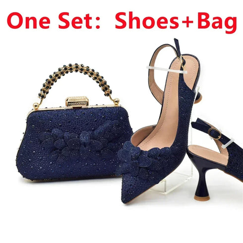 Luxury Italian Shoes and Bag Set for Women Wedding Pumps