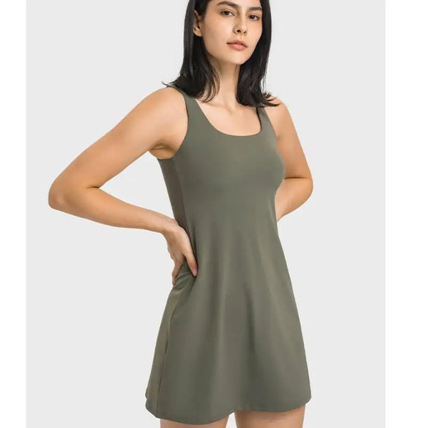 Women Sleeveless Tank Top Shirts Dress Fitness Dress for All Seasons