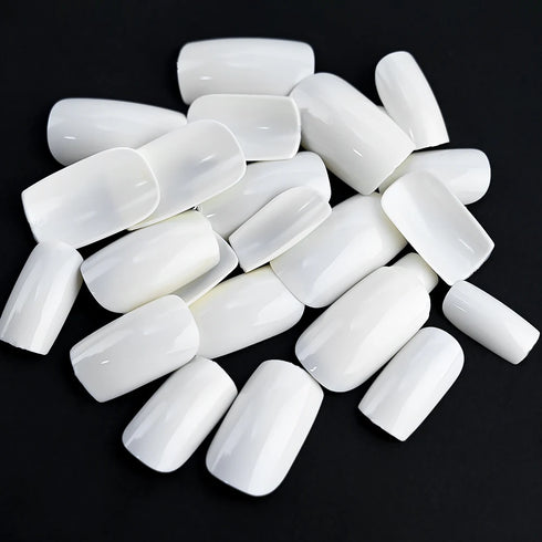 Elegant Medium Trapezoid Acrylic Press-On Nails - Full Cover Artificial Fingernails for Parties - 100pcs Extension Fake Nail Tips