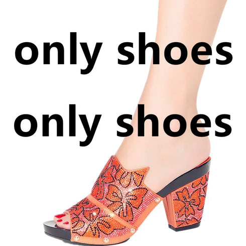 Shoe Bag Set Ladies Rhinestones Fashion Slippers High Heel Party