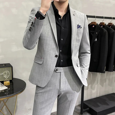 Men's Two-Piece Wedding Suit Business Casual Ensemble with Trousers