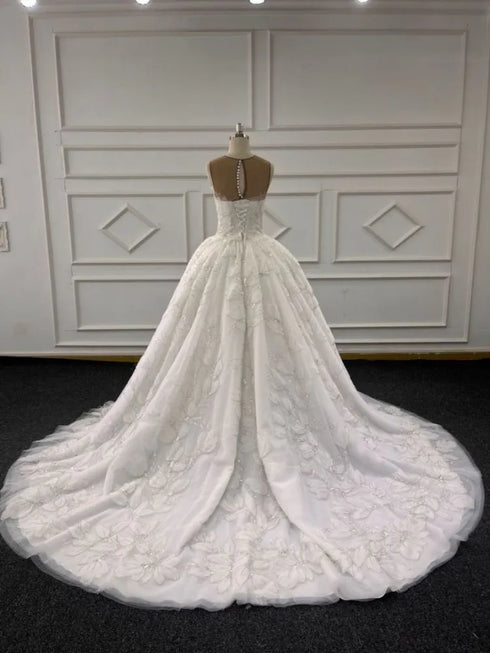 Eslieb Custom Made Wedding Dress Lace Beads Ball Gown