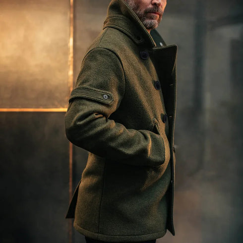Stylish Men's Casual Woolen Jacket - Solid Color Outerwear for Autumn and Winter Fashion