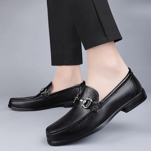 Stylish Men's Casual Genuine Leather Loafers - Breathable Slip-On Moccasins for Business and Driving