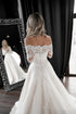 Vintage Off The Shoulder Long Sleeves Lace Applique A Line Wedding Dresses Sweep Train