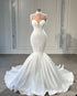 Princess Tassels Sheer Neck Mermaid Wedding Dress Gowns