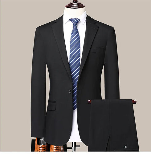 Men's Fashion Business Suit Two-Piece Set for Weddings and Banquets