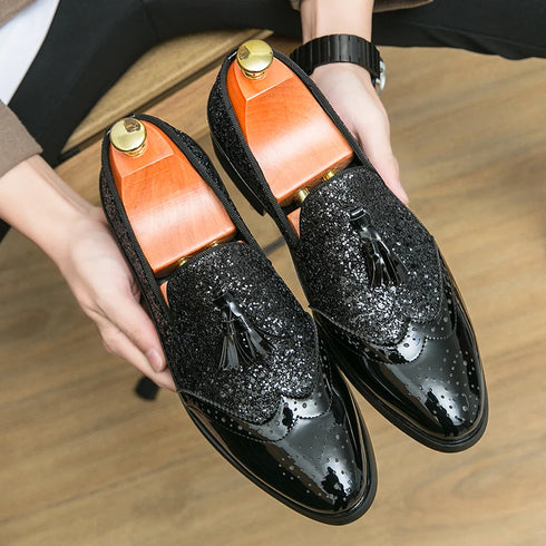 Luxury Oxford Shoes for Men - Height Increasing Patent Leather Formal Loafers for Office and Wedding Occasions, Plus Size Available