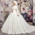 Customized Luxury Muslim Wedding Dresses High Neck Long Sleeve Tulle Lace Applique Beading Bridal Gown