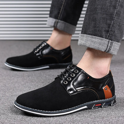 Stylish Men's Formal Oxfords Shoes - Comfortable Suede Leather Sneakers for Office & Career, Sizes 39-48