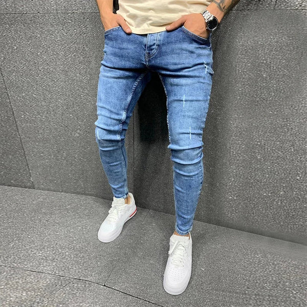 High Street Ripped Jeans Casual Slim Fit Denim Pants