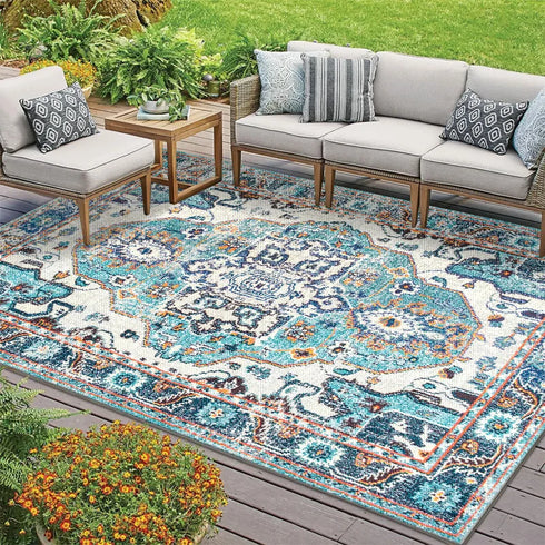 Retro Persian Carpet Large Area Outdoor Balcony Mat for Living Room and Bedroom Decor