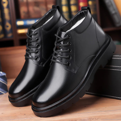 Handmade Mens Ankle Boots Casual Leather Shoes for Winter Outdoor Use