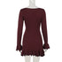 Knitted Ruffle Mini Dress for Women Elegant Bodycon Knit Sweater Dress for Autumn Winter