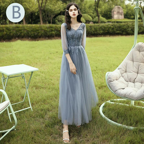 Elegant Off Shoulder Tulle A Line Dress Bridesmaid Dress With Appliques Lace Up Bridal Gown