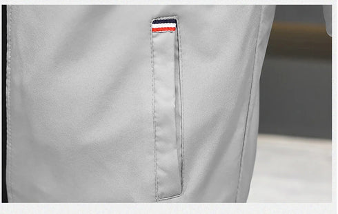 Plus Size Men's Casual Baseball Jacket for Autumn - Lightweight Windproof Cycling Outerwear with Zipper Closure and Pockets, Available in 3XL to 5XL Sizes