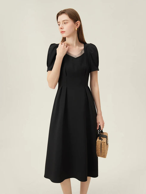 FSLE Swan Dress French Style High Waist Dress for Women