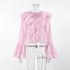 Summer Ruffle V Neck Long Sleeve Tops Casual Party Tees for Women