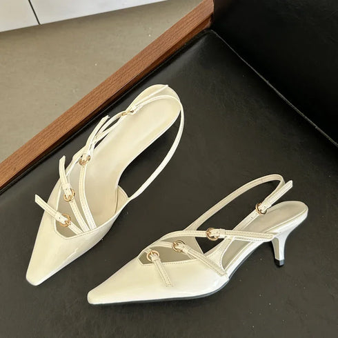Elegant Pointed Toe Buckle Strap Pumps for Women - Chic Thin Heeled Dress Shoes