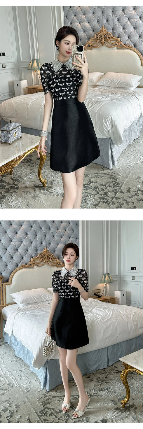Summer Sweet Black Formal Occasion Short Dress Women Clothes Elegant Luxury A-Line Mini Party Prom Dresses