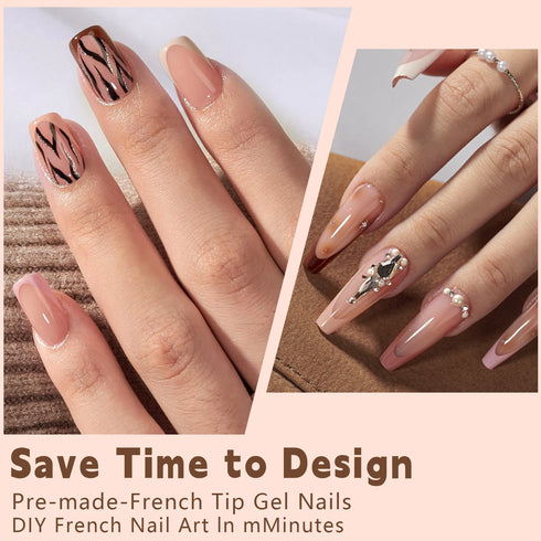 150Pcs Coffin Almond French False Nails Set - Reusable Acrylic Press On Nail Tips for Effortless Style and Glamour