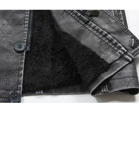 Fleece-lined Faux-Leather Jacket — Warm, Slim & Winter-Ready