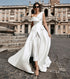 Customized Off The Shoulder Bridal Jumpsuit Wedding Dress with Detachable Train