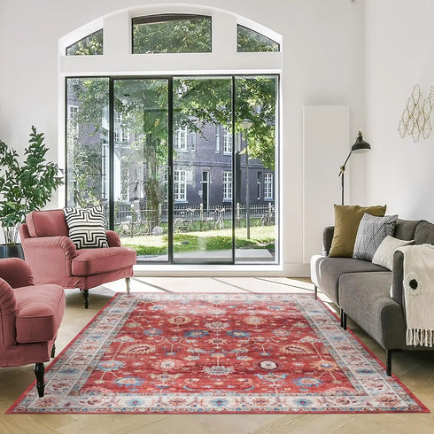 Printed Indoor Boho Area Rug Non Slip Super Strong Home Décor for Entryway Bedroom Living Room