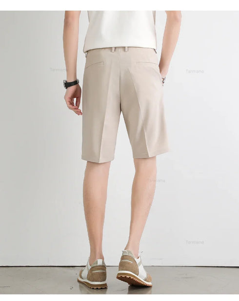 Summer Men's Suit Shorts Solid Color Business Casual Knee-length Pants