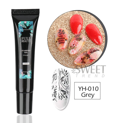 8ml Black Nail Stamping Gel Polish for Stunning Manicure Art with White Gold Transfer Gel, Perfect for UV Soak Off Varnish and Nail Art Stamping Plate Tools