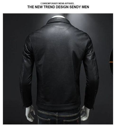 Autumn Oversized Slim Men's Motorcycle Riding Suit - Thickened Waterproof PU Leather Jacket for Casual Wear